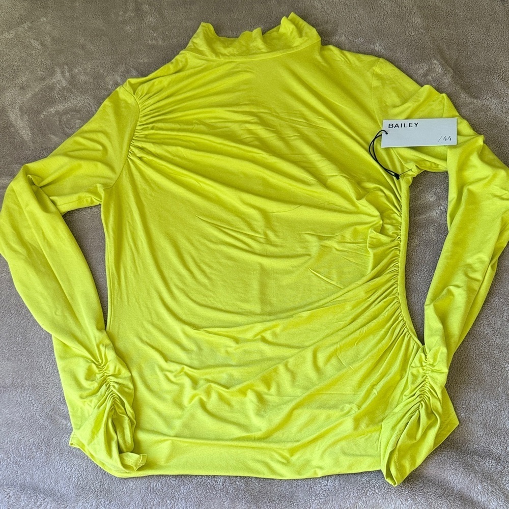 Bailey 44 Neon Yellow Ruched Blouse
